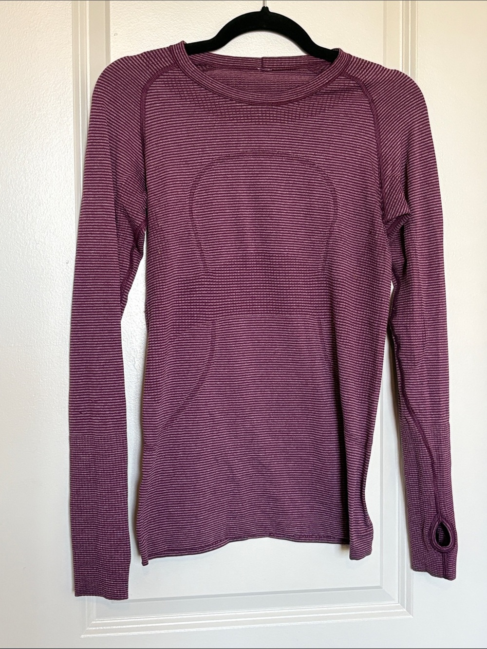 lululemon athletica Long Sleeve Crew in Plum Stripe